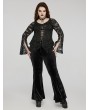 Punk Rave Black Gothic V-Neck Sexy Perspective Lace Plus Size Top for Women
