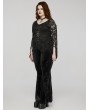 Punk Rave Black Gothic V-Neck Sexy Perspective Lace Plus Size Top for Women