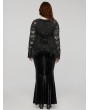 Punk Rave Black Gothic V-Neck Sexy Perspective Lace Plus Size Top for Women