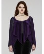 Punk Rave Purple Gothic Velvet Fake Two-Pieced Long Sleeve Plus Size Shirt for Women