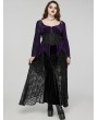 Punk Rave Purple Gothic Velvet Fake Two-Pieced Long Sleeve Plus Size Shirt for Women