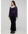 Punk Rave Purple Gothic Velvet Fake Two-Pieced Long Sleeve Plus Size Shirt for Women