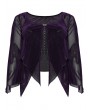Punk Rave Purple Gothic Velvet Fake Two-Pieced Long Sleeve Plus Size Shirt for Women
