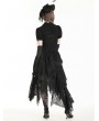 Black Gothic Distressed Irregular Lace Ruffle Skirt