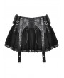 Black Gothic Punk Rock PU Leather Lace Mini Skirt