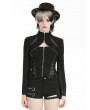 Dark in love Black Gothic Punk Metallic Hollow Out Zipper Top for Women