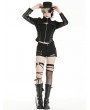 Dark in love Black Gothic Punk Metallic Hollow Out Zipper Top for Women