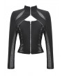 Dark in love Black Gothic Punk Metallic Hollow Out Zipper Top for Women