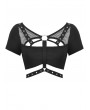 Dark in love Black Gothic Punk Rock Motorcycle Crop Top for Women