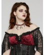 Punk Rave Red and Silver Gothic Gorgeous Cross Pendant Choker