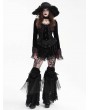 Devil Fashion Black Gothic Vlevet Layered Lace Flared Leg Warmers for Women