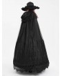 Devil Fashion Black Gothic Embroidered Lace Hooded Long Cloak for Women
