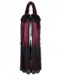 Devil Fashion Wine Red Gothic Embroidered Lace Hooded Long Cloak for Women