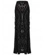 Punk Rave Black Gothic Gorgeous Pattern Flocked Mesh Maxi Skirt