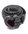 Punk Rave Black Gothic Vintage Heart Shape Rhinestone Faux Leather Belt