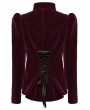 Punk Rave Red Retro Gothic Lace Appliqued Velvet Short Coat for Women