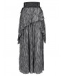 Devil Fashion Grey Gothic Irregular Ruffle Flowy High Waist Maxi Skirt