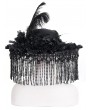 Eva Lady Black Vintage Gothic Victorian Beaded Tassel Feather Hat for Women