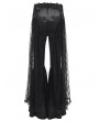 Eva Lady Black Gothic Embroidered Lace Overlay Fitted Flared Pants for Women