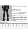Punk Rave Black Gothic Punk Minimalist Studded Faux Leather Pants for Men