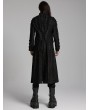 Punk Rave Black Gothic Doomsday Punk Studded Printed Long Coat for Men