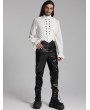 Punk Rave White Gothic Retro 3D Pleated Lantern Sleeve Shirt for Men