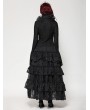 Dark in love Black Gothic Queen Jacquard Ruffle V-Neck Shirt for Women