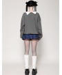 Dark in love Gray Gothic Bat Print Academy Style Pullover Sweatshirt for Women