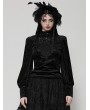 Dark in love Black Gothic Noble Jacquard Velvet Lantern Sleeve Top for Women
