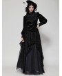 Dark in love Black Gothic Noble Jacquard Velvet Lantern Sleeve Top for Women