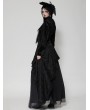 Dark in love Black Gothic Noble Jacquard Velvet Lantern Sleeve Top for Women