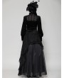 Dark in love Black Gothic Noble Jacquard Velvet Lantern Sleeve Top for Women