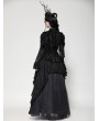 Dark in love Black Gothic Retro Rose Embossed Velvet Fringe Lace Top for Women