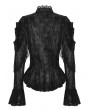 Dark in love Black Gothic Retro Rose Embossed Velvet Fringe Lace Top for Women