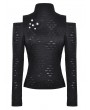 Dark in love Black Gothic Punk Back Cutout Pentagram Distressed Top for Women