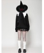 Dark in love Black and White Gothic Bat-Neck Printed Loose Sweatshirt for Women