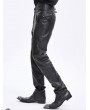 Devil Fashion Black Gothic High Waisted Faux Leather Pants for Men