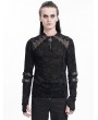 Devil Fashion Black Gothic Punk Mesh Splicing Long Sleeve Thumbhole T-Shirt for Men