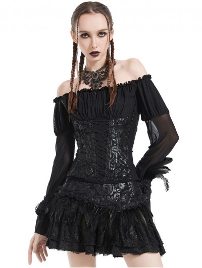 Pentagramme Black Gothic Off-the-Shoulder Corset Top for Women