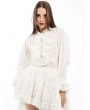 Pentagramme White Gothic Frilled Long Sleeve Shirt for Women