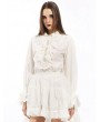 Pentagramme White Gothic Frilled Long Sleeve Shirt for Women