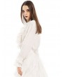 Pentagramme White Gothic Frilled Long Sleeve Shirt for Women