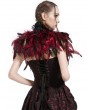 Pentagramme Red Gothic Feather High Collar Bolero Cape for Women
