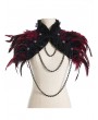 Pentagramme Red Gothic Feather High Collar Bolero Cape for Women