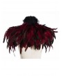 Pentagramme Red Gothic Feather High Collar Bolero Cape for Women