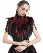 Pentagramme Red Gothic Feather High Collar Fringed Bolero Cape for Women