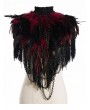 Pentagramme Red Gothic Feather High Collar Fringed Bolero Cape for Women
