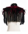 Pentagramme Red Gothic Feather High Collar Fringed Bolero Cape for Women