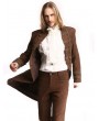 Pentagramme Brown Brocade Pattern Gothic Steampunk Mid-Length Tailcoat for Men