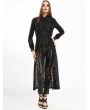 Pentagramme Black Gothic Floral Pattern Irregular Lace Long Jacket for Women